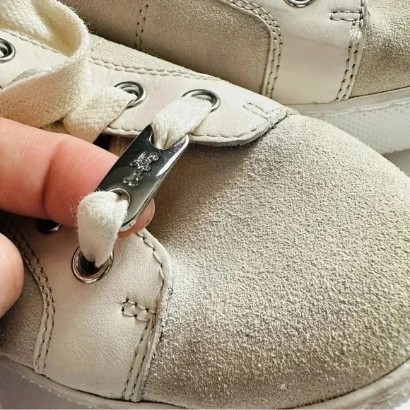 Coach Paddy Beige Suede Leather Chalk-Oatmeal / Saddle Brown Sneakers - Picture 7 of 8